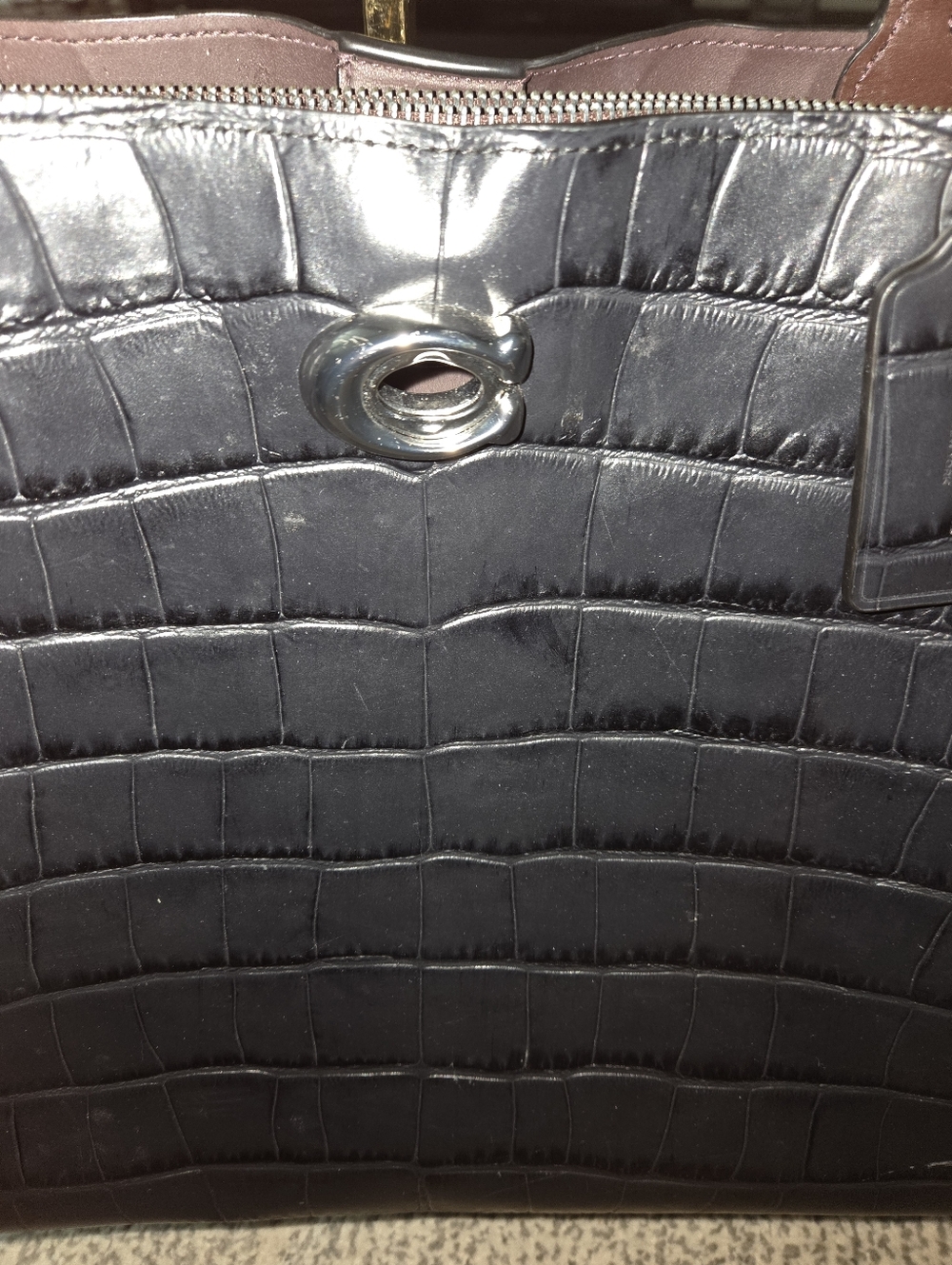 Coach Croc-Embossed Willow Leather Tote - Picture 3 of 6